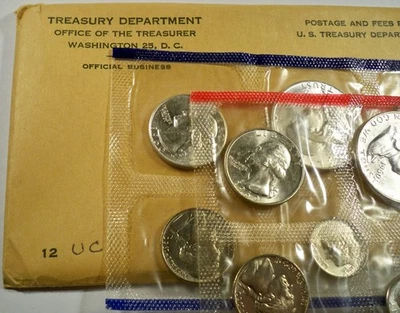 1960 US MINT SET 10 COINS BU P & D 1c 5c 10c 25c 50c 1.2297 oz SILVER - Image 1 of 4
