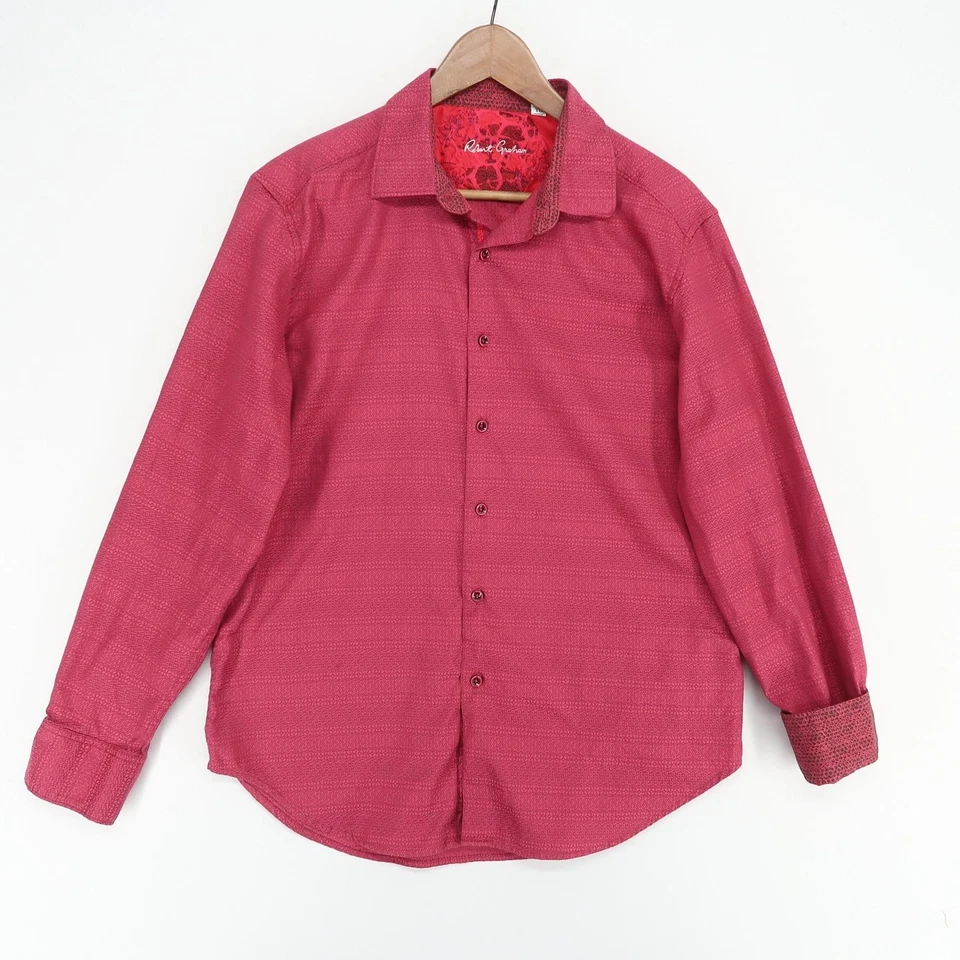 Robert Graham Shirt Mens XL Magenta Classic Fit Patterned Button Up Flip Cuff - Image 1 of 4