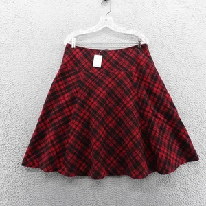 Lauren Ralph Lauren Plaid Wool Skirt 10P Red Black Womens A Line Holiday NWT - Picture 1 of 15