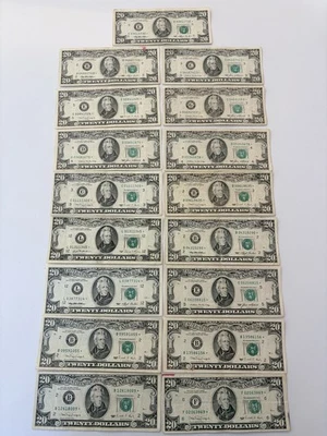 17 $20 TWENTY DOLLAR BILL - OLD MONEY LOT FROM 1981 TO 1993 STAR NOTE ✯ - Image 1 of 2