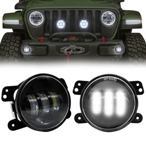 4 Inch LED Fog Lights with Jeep Wrangler JL JLU 2007-2018 60W Front Bumper Re... - Picture 1 of 6