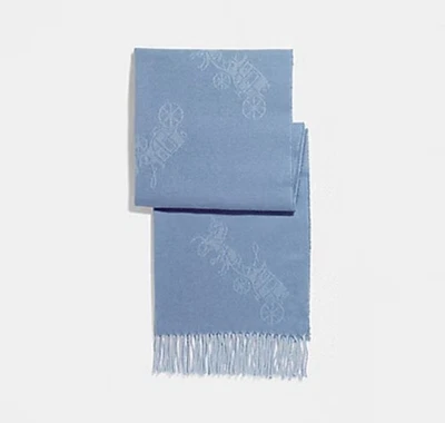 Silenciador de gran tamaño Coach de lana y cachemir para caballo y carro F76387 azul nuevo sin etiquetas Foto 1 de 4