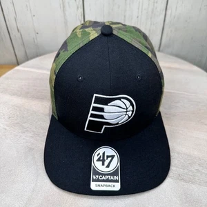 Gorra Indiana Pacers Snap Back Camuflada Negra NBA Baloncesto Hombres '47 Capitán OSFA - Imagen 1 de 12