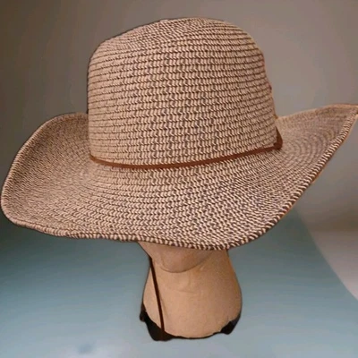 Chico's Ladies Paper Knitted Cowboy Hat With Strap OS Blue  - Image 1 of 4