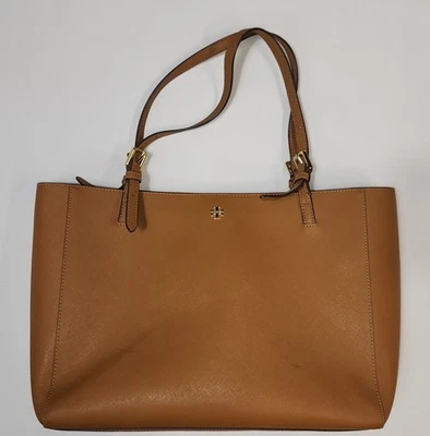 Tory Burch York Gold Buckle Saffiano Tan Leather Tote Bag Large Zip Carryall - Image 1 of 4