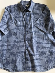 Peter Millar Hawaiian Shirt Mens XXL Blue Floral TROPICAL Palms LOGO Button Up - Picture 1 of 13