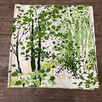 NUEVA pieza de edredón de tela de colección 66”x 17” tonos de árboles verdes impresionistas años 70? Foto 1 de 4