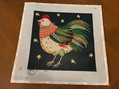 Hand-painted Needlepoint Canvas, "Hector the Chicken" - Image 1 of 4