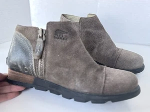 SOREL Major Low Ankle Boot Fossil Brown Green Leather Waterproof Zip Bootie 6.5 - Picture 1 of 11