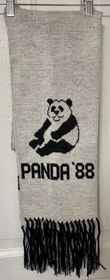 VTG Calgary Winter Olympics 1988 Commemorative Chinese Panda Visit Acrylic Scarf - Image 1 of 4