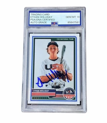 Ethan Holliday Signed USA Baseball Card Autographed Auto Stars & Stripes PSA 10 - Image 1 of 2