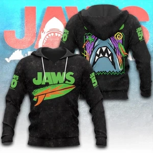 Jaws 3D Black Polyester Hoodie for Unisex US1548 - Picture 1 of 4