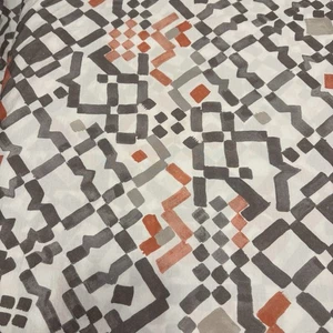 WEST ELM MODERN TRIBE GEOMETRIC QUEEN DUVET Cover Gray Orange Red White - Picture 1 of 3