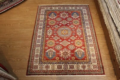 5' X 7' УЗЛОВАТЫЙ КАВКАЗСКИЙ КАЗАХСКИЙ ДИЗАЙН безумные натуральные шерстяные натуральные красители - Изображение 1 из 4