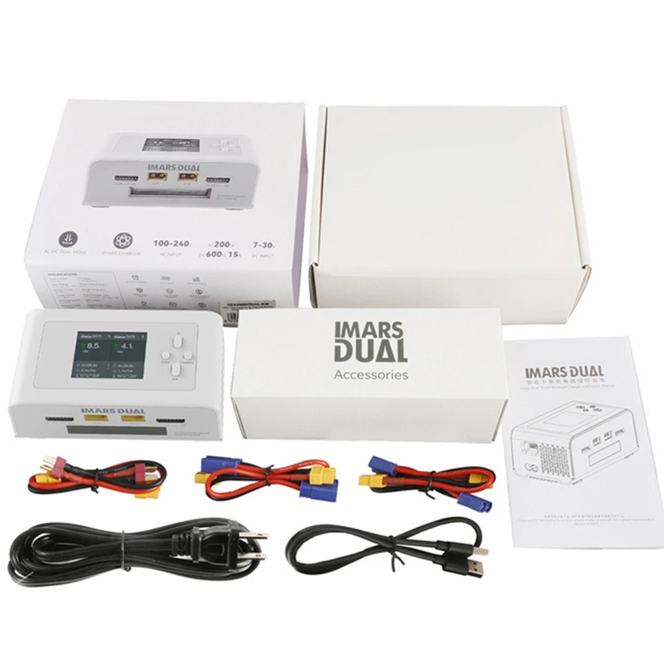 AC 200WV/DC 2*300W Dual Channel RC Lipo Battery Balance High-speed Charger White - Image 1 of 4