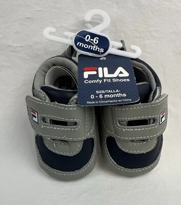 NWT FILA PRE WALKER CRIB SHOES INFANT BABY BOYS SNEAKERS 0-6 Months Gray Blue - Image 1 of 4
