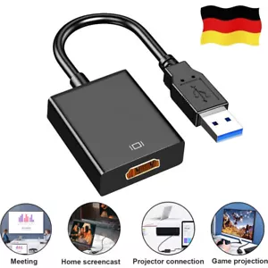 Für Laptop PC HDTV, USB 3.0 zu auf HDMI HD 1080P Videokabel Adapter Konverter DE - Bild 1 von 12