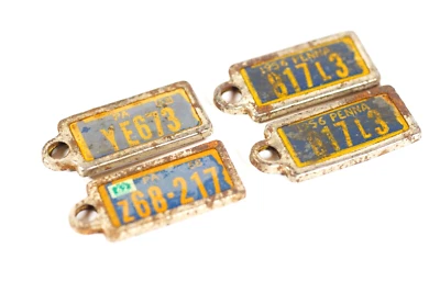 1950s Mini License Plate Lot Keychain Tags Pennsylvania Plates - Image 1 of 4