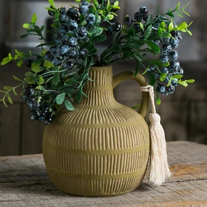 Farmhouse Ceramic Vase for Home Decor, Rustic Decorative Vases for Flowers, Terr - Picture 1 of 12