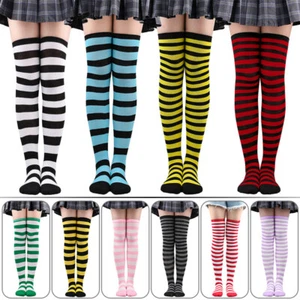 Calcetines hasta el muslo a rayas transparentes talla grande para mujer niña - Imagen 1 de 44