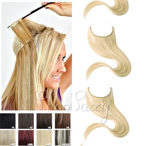 Extension Capelli Umani Filo Invisibile Lungo Halo Secert Elastico Capelli Remy Full Hea - Foto 1 di 4