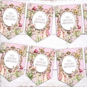Banner de cumpleaños personalizado para bebé Peter Rabbit - Imagen 1 de 1