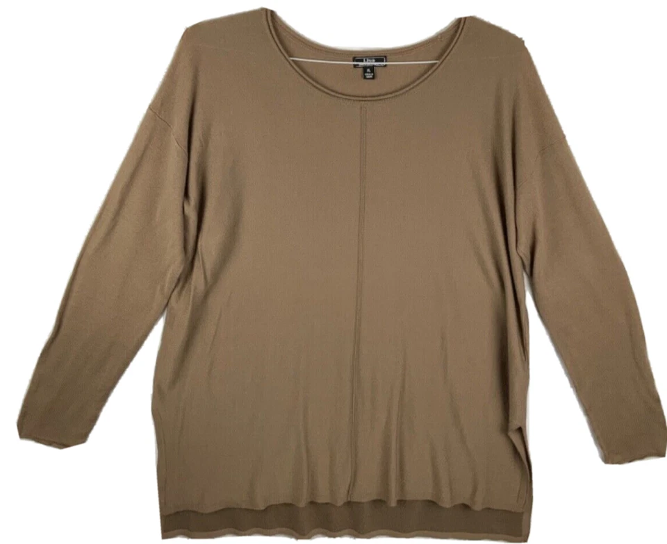 Top túnica marrón Lisa International para mujer camisa XL suéter súper suave Foto 1 de 4