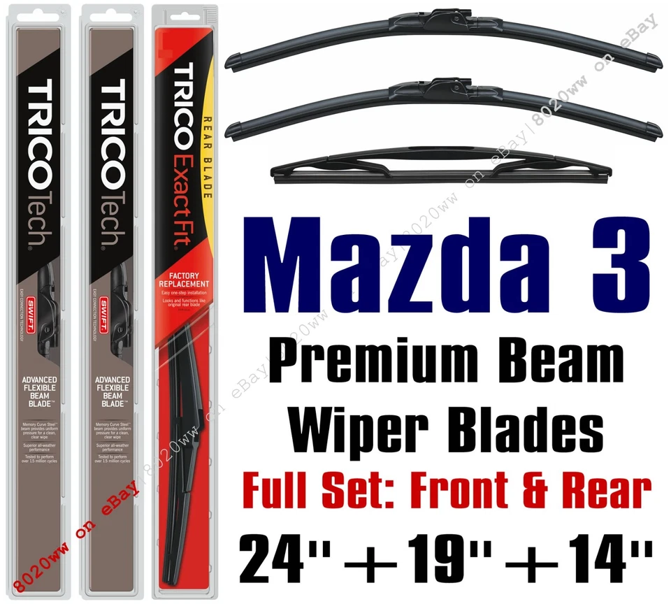 Mazda 3 limpiaparabrisas 2010-2013 3pk haz premium delantero + trasero especial 19240/19190/14A Foto 1 de 1
