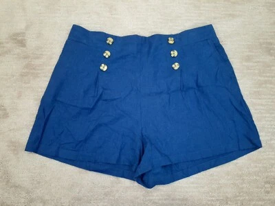 Pantalones Cortos Forever 21+ Para Mujer 3X Plus Azul Marino Marinero Pull On Mezcla de Lino Elásticos Foto 1 de 4