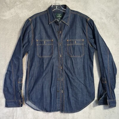J. Camisa de Trabajo Crew Denim Para Hombre M Ligera Azul Lavado Mediana Camisa Con Botones Foto 1 de 4
