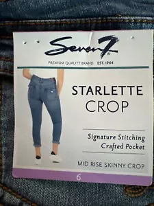 Seven7 Mid Rise Starlette Skinny Crop Flap Pock Jeans Sz 6 Color Churchill - Picture 1 of 7