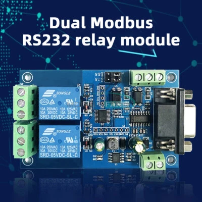 Modbus-Rtu 2 Channels DC7V-24V Relay Module Modbus RTU Switch RS232 TTL UART - Image 1 of 4