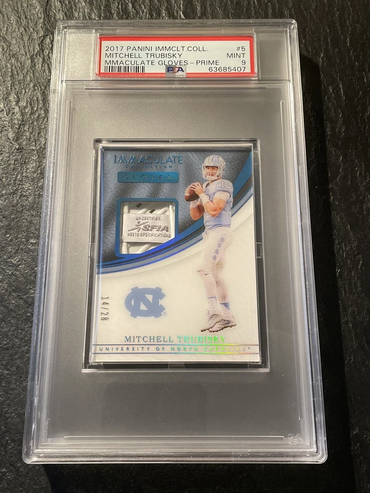 2017 Panini Immaculate Collection #5 Mitchell Trubisky Rookie Gloves-Prime PSA 9 - Image 1 of 4