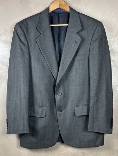 Cappotto sportivo vintage Burberry Blazer da uomo 42R grigio lana gesso LEGGI SOTTO