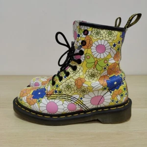 Dr Martens 1460 Pascal Margarita Floral Mariposa Amarillo Cuero Botines Reino Unido 4 - Imagen 1 de 10