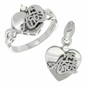 Sterling Silber 15 Años Quinceañera Ring Anhänger Plata Solida Anillo Dije Set - Bild 1 von 3
