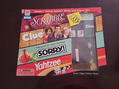 MB Family Game Night Book & Game Set Scrabble Clue Sorry Yahtzee 2001 - Image 1 of 4