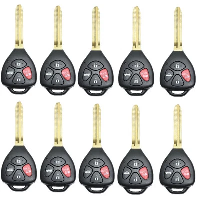 10Pcs For Toyota Camry Avalon Corolla Matrix Venza Yaris 4 Buttons Key Shell Fob - Image 1 of 4