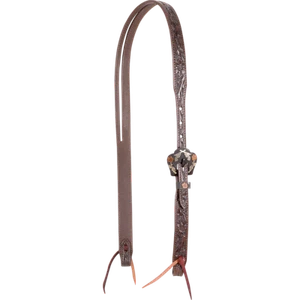 Cashel Split Ear Headstall with Rosebud Tooling, Chocolate - Picture 1 of 1