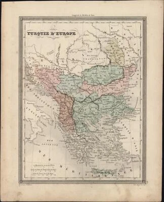 1847 Vuillemin Antique Map The Turkish Empire in Europe from Greece to Austria - Image 1 of 2