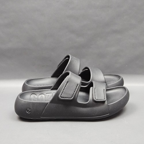 Ecco Cozmo sandali due cinturini donna taglia 7 neri scarpe da passeggio comode