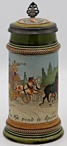 On the Road to Epsom by Reinhold Hanke 1/2L antique German beer stein # 1529 - Picture 1 of 6