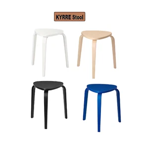 Ikea Large Tall Wood Garden 3-legged stool Stackable Indoor/outdoor Chair Stool - Picture 1 of 17