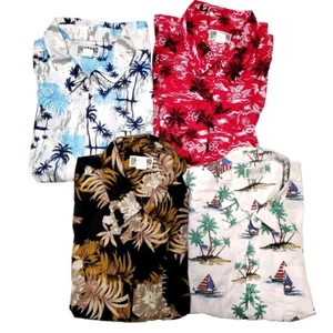 Lot of 4 Vintage Haband Hawaiian Shirts Men's XL: 3 Zip-Up, 1 pearl button; Boxy - Picture 1 of 24