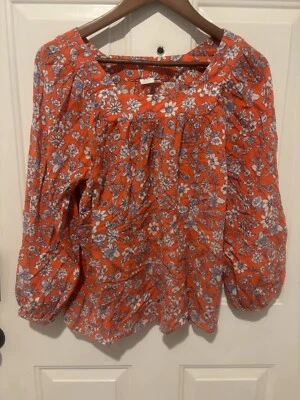 Gap блузка женщин богемное верхний страны коттедж оранжевый красный квадратный вырез средний - Изображение 1 из 4