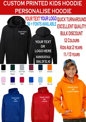 Personalised Custom Printed Kids Hoodie Children Hooded Sweatshirt UC503 TOP - Image 1 of 4