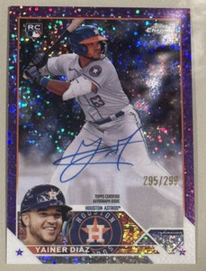 2023 Topps Chrome Yainer Diaz RC Rookie Auto/299 Purple Speckle Refractor