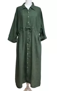 Kleid von CP Shades Grün Leinen Knopfleiste Kordelzug Taille Midi Größe Large - Bild 1 von 5