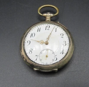 Antique .800 silver pocket watch Swiss remontoir cylindre 10 rubis galonné - Picture 1 of 18
