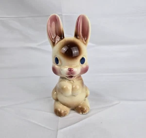 Vintage Hoppy Rabbit 1950s Rempel Enterprises Diamond Pottery Bunny Figurine 6" - Bild 1 von 9